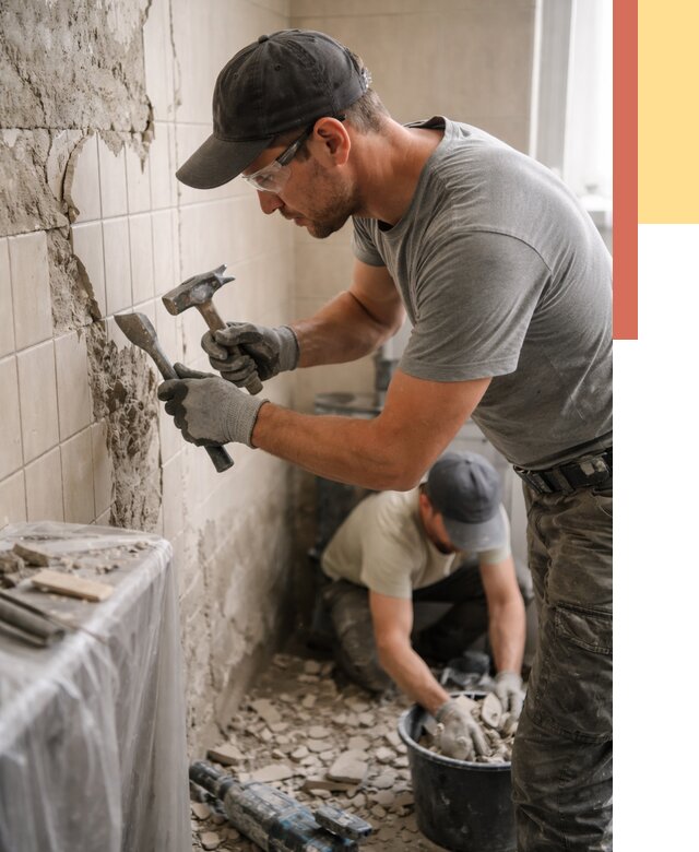 Демонтаж плитки со стен в Ейске от 876 руб. — быстро и недорого | ОТДЕЛОЧНИК-Еск