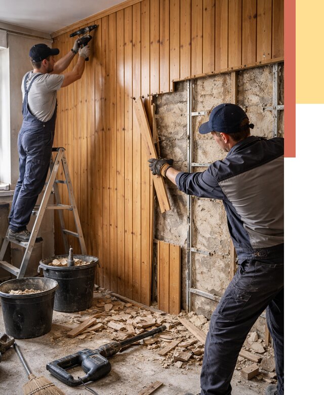 Демонтаж вагонки со стен в Ейске от 1494 руб. — снятие, удаление, срочно | ОТДЕЛОЧНИК-Еск