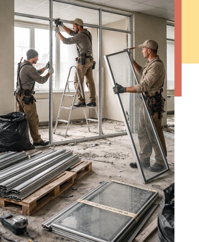 Демонтаж алюминиевых перегородок в Ейске от 4329 руб. — быстро и недорого | ОТДЕЛОЧНИК-Еск