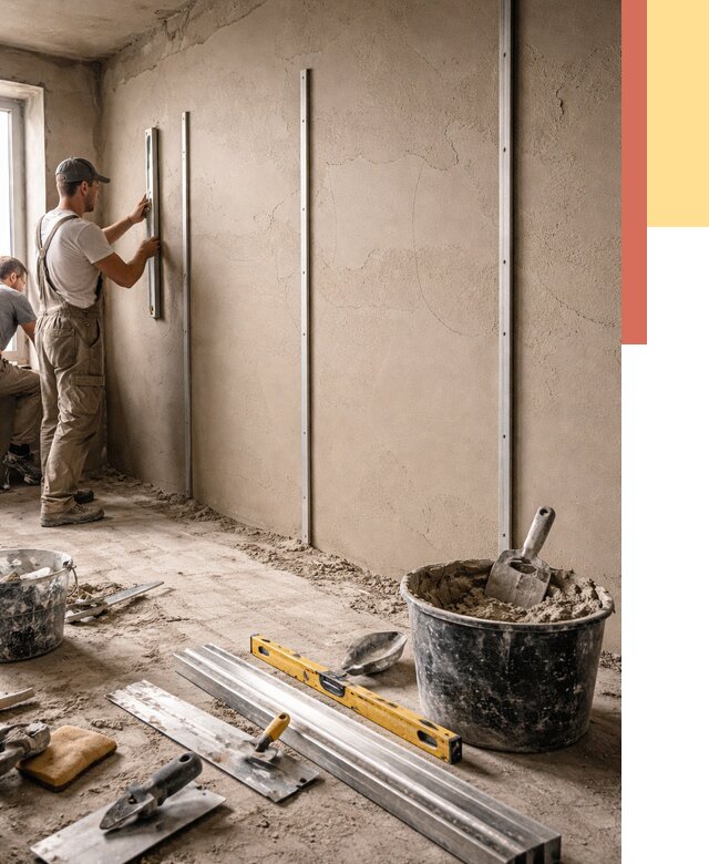 Штукатурка стен по маякам в Ейске от 5668 руб./м² — выравнивание под ключ | ОТДЕЛОЧНИК-Еск