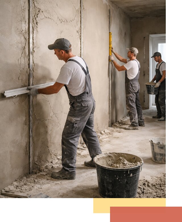 Штукатурка стен по маякам в Ейске — точная и ровная поверхность