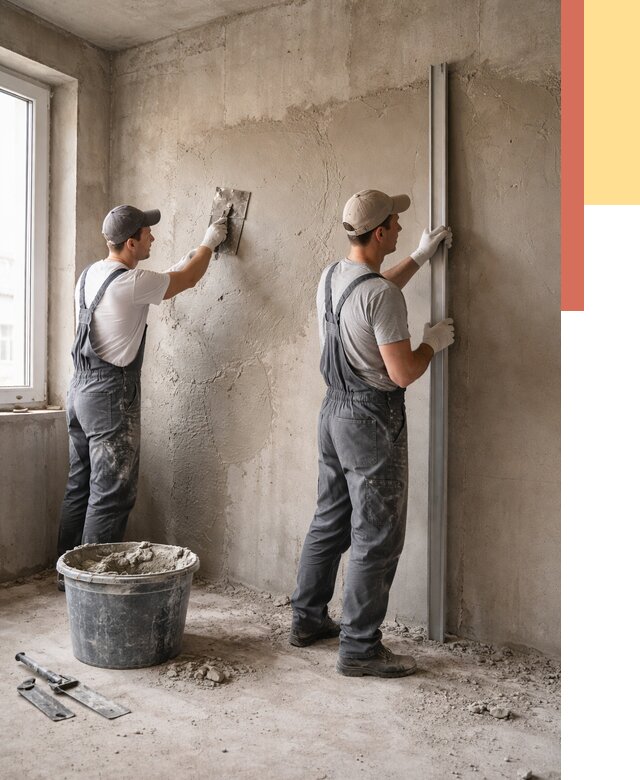 Штукатурка бетонных стен в Ейске от 4638 руб/м² — качественно и быстро | ОТДЕЛОЧНИК-Еск