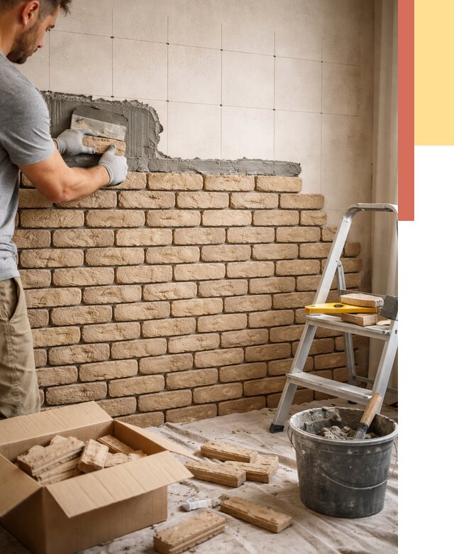 Монтаж декоративного кирпича в Ейске от 3298 руб./м² — быстро и недорого | ОТДЕЛОЧНИК-Еск