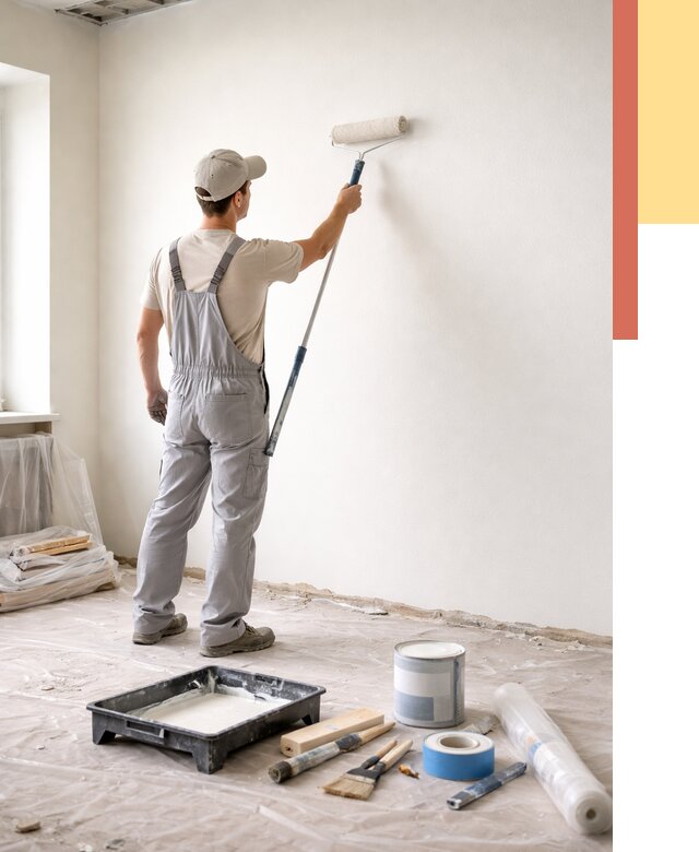 Покраска стен водоэмульсионной краской в Ейске от 464 руб. за м² | ОТДЕЛОЧНИК-Еск