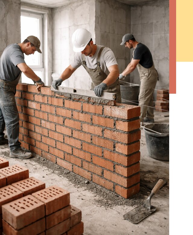 Кладка перегородок из кирпича в Ейске от 3607 руб. за м² | ОТДЕЛОЧНИК-Еск