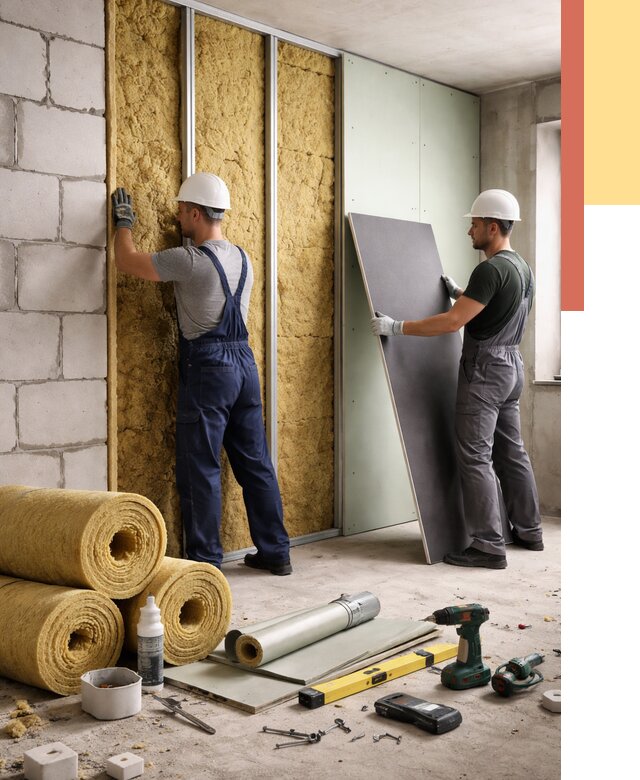 Шумоизоляция перегородок из блоков в Ейске от 1907 руб./м² — быстро и недорого | ОТДЕЛОЧНИК-Еск