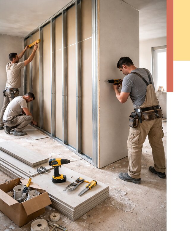 Монтаж однослойной перегородки из гипсокартона в Ейске от 670 руб. | ОТДЕЛОЧНИК-Еск