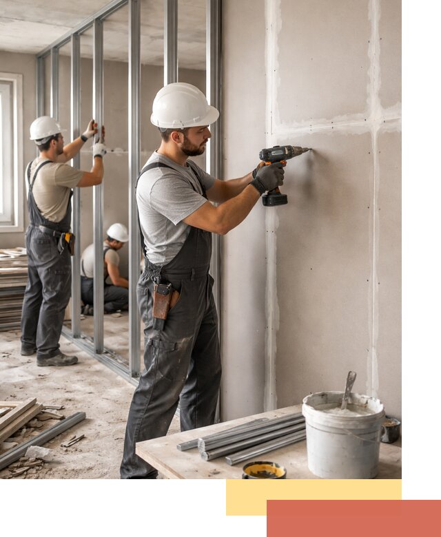 Перегородки из огнестойкого гипсокартона в Ейске под ключ