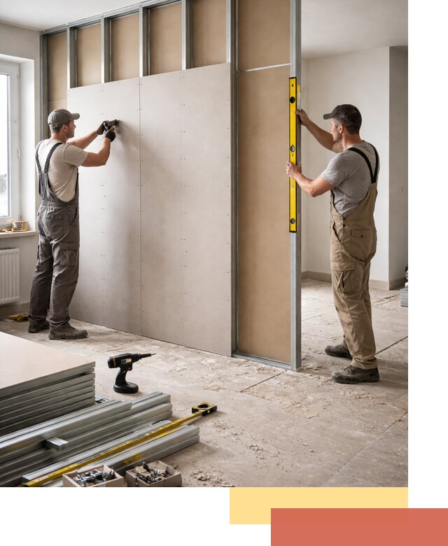 Зонирующая перегородка из гипсокартона под ключ в Ейске