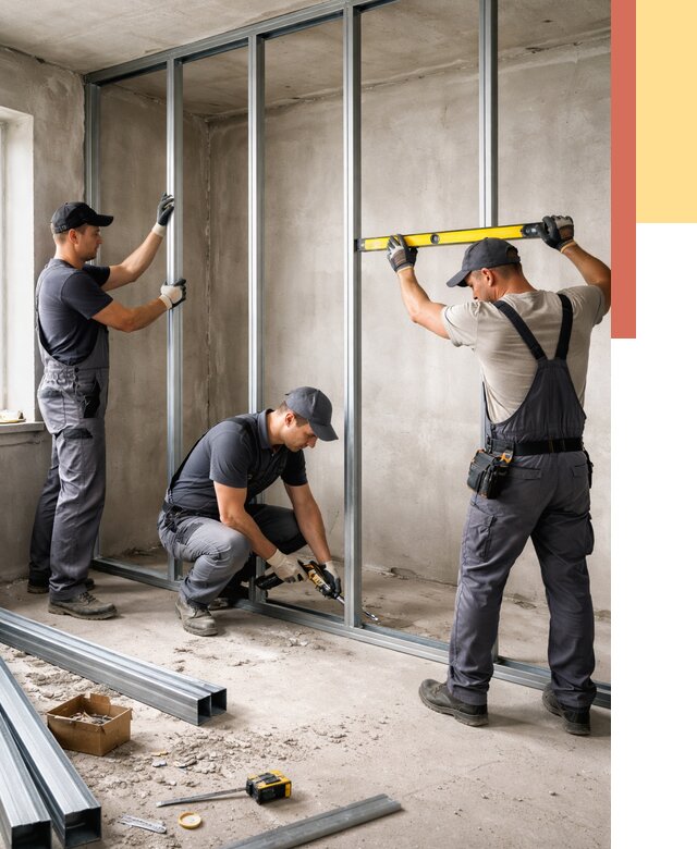 Монтаж каркаса перегородки из профиля в Ейске от 773 руб. | ОТДЕЛОЧНИК-Еск