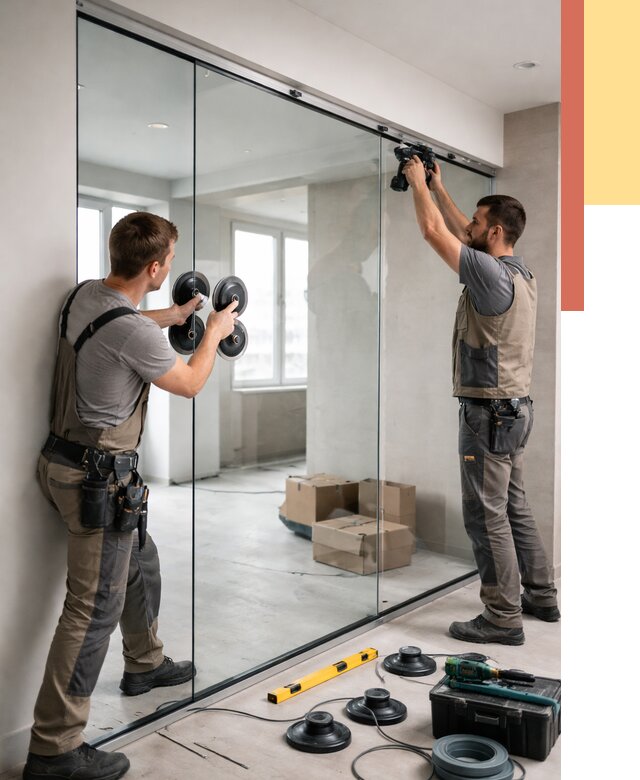 Монтаж стеклянных перегородок в Ейске от 6699 руб. | ОТДЕЛОЧНИК-Еск