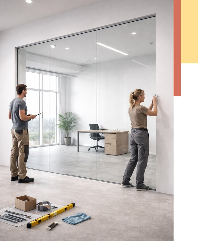 Перегородки из закаленного стекла в Ейске от 9791 руб. под ключ | ОТДЕЛОЧНИК-Еск