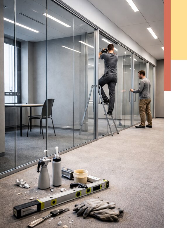 Стеклянные офисные перегородки в Ейске от 8760 руб. — монтаж и установка | ОТДЕЛОЧНИК-Еск