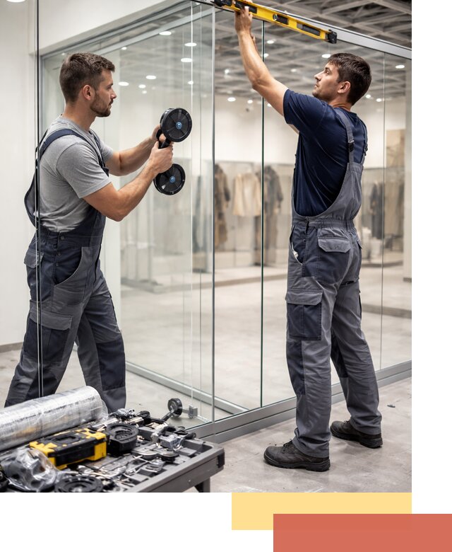 Стеклянные перегородки для магазинов в Ейске — монтаж и установка