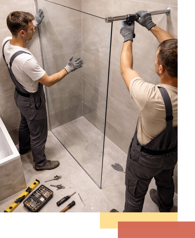 Стеклянные перегородки для душа в Ейске — изготовление и монтаж