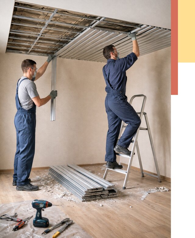 Демонтаж реечного потолка в Ейске от 4638 руб. быстро и недорого | ОТДЕЛОЧНИК-Еск