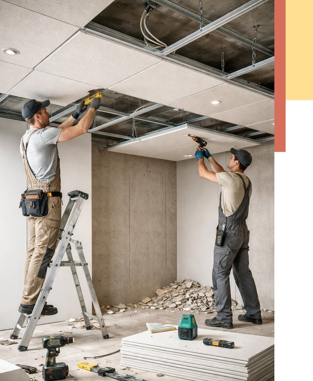 Монтаж акустического потолка в Ейске от 6699 руб/м2 — быстро и недорого | ОТДЕЛОЧНИК-Еск