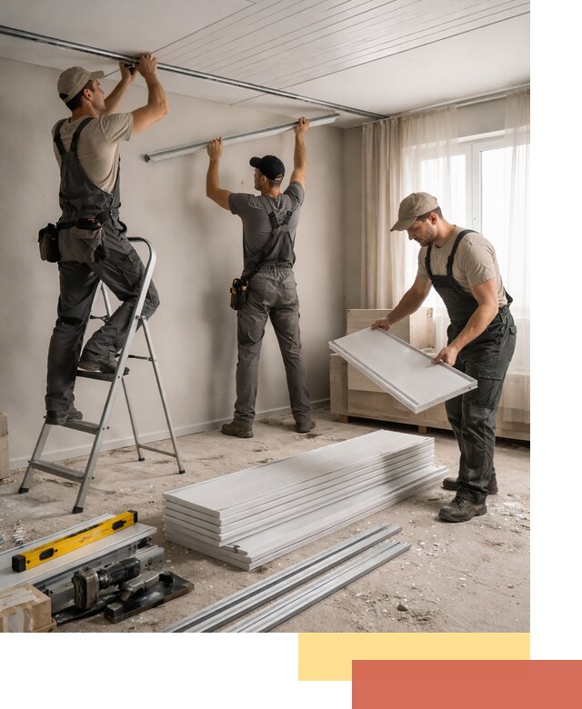 Монтаж потолка из ПВХ панелей в Ейске оперативно и качественно