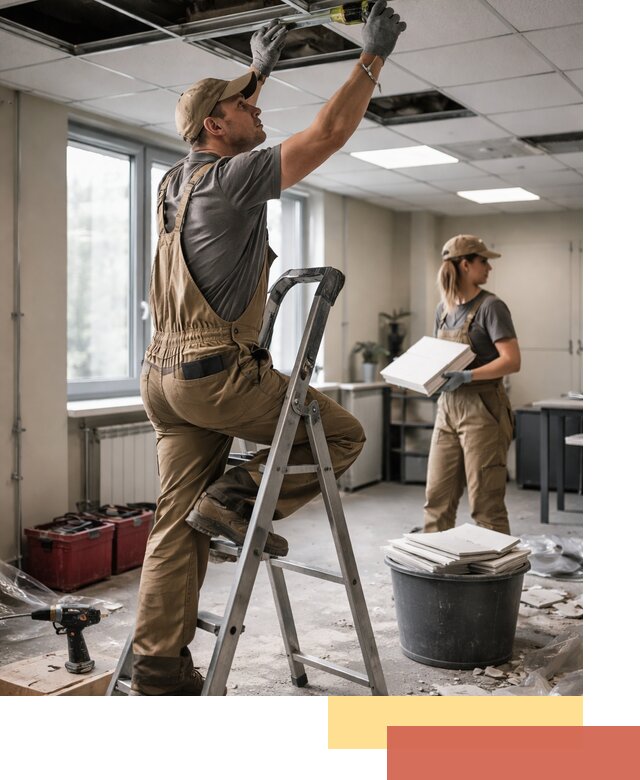 Ремонт потолка Армстронг и замена плит в Ейске