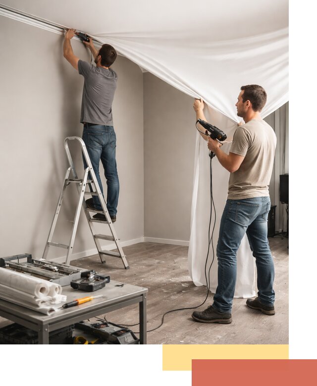 Монтаж натяжного потолка в студии в Ейске