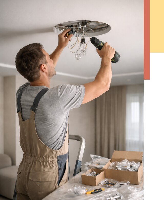 Установка люстры в натяжной потолок в Ейске от 1237 руб. | Быстро и недорого — ОТДЕЛОЧНИК-Еск