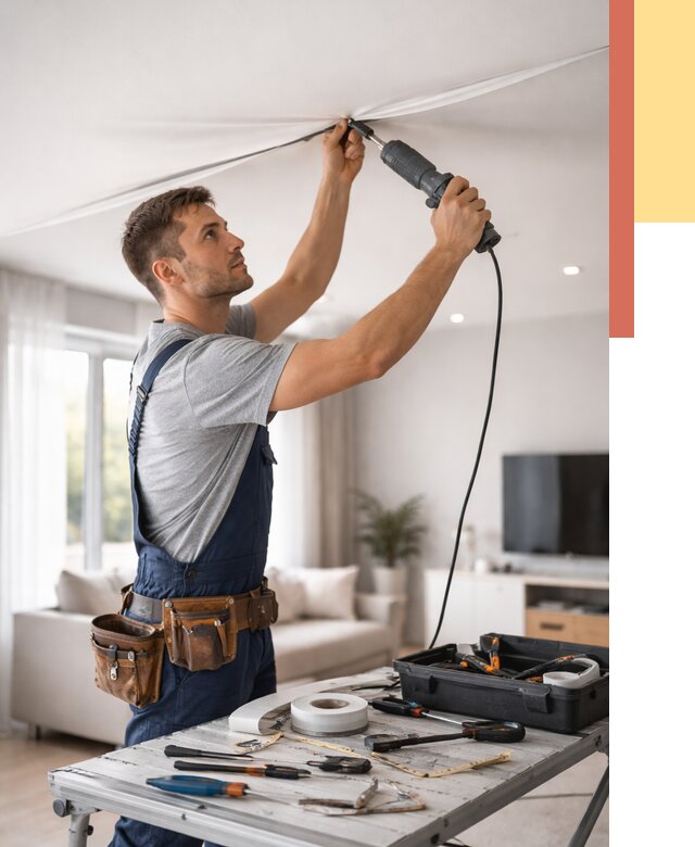 Ремонт натяжных потолков в Ейске от 9791 руб. под ключ — ОТДЕЛОЧНИК-Еск