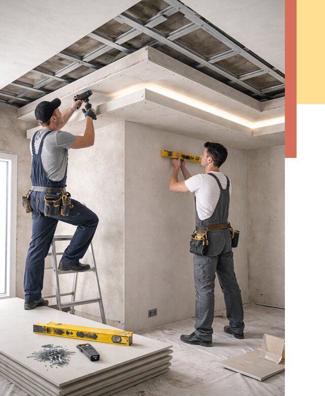 Двухуровневый потолок из гипсокартона в Ейске от 1494 руб. под ключ | ОТДЕЛОЧНИК-Еск