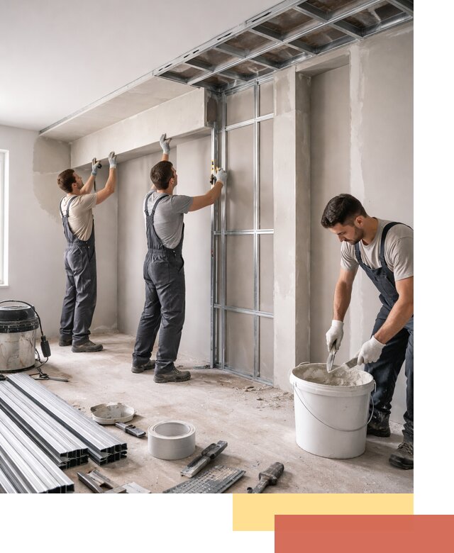 Монтаж потолка из гипсокартона с нишей в Ейске