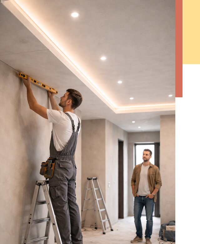 Потолок из гипсокартона с подсветкой в Ейске от 773 руб./м2 под ключ | ОТДЕЛОЧНИК-Еск