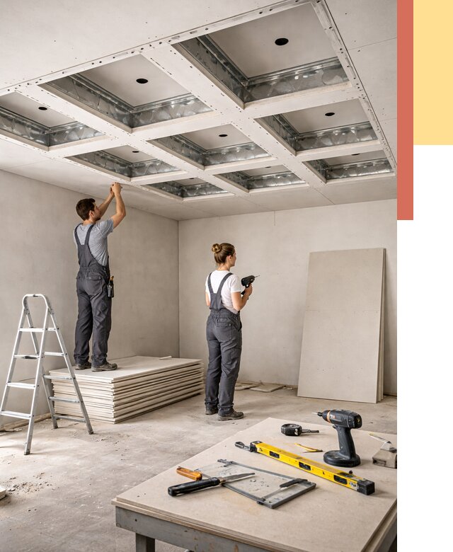 Кессонный потолок из гипсокартона в Ейске от 1907 руб. — монтаж и под ключ | ОТДЕЛОЧНИК-Еск