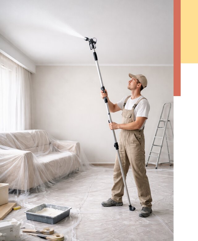 Покраска потолка краскопультом в Ейске от 4638 руб. быстро и недорого | ОТДЕЛОЧНИК-Еск